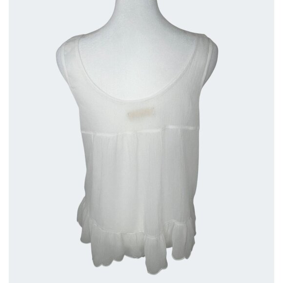 Hollister White Sleeveless Flowy Embroidered Tank Top Medium Scoop Neck - Picture 2 of 13